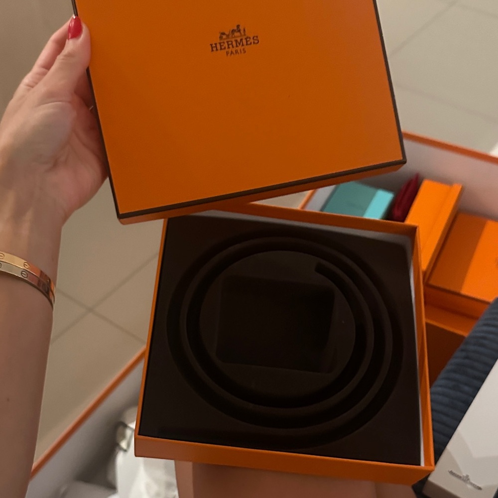 Hermès Orange Box with Black Belt
